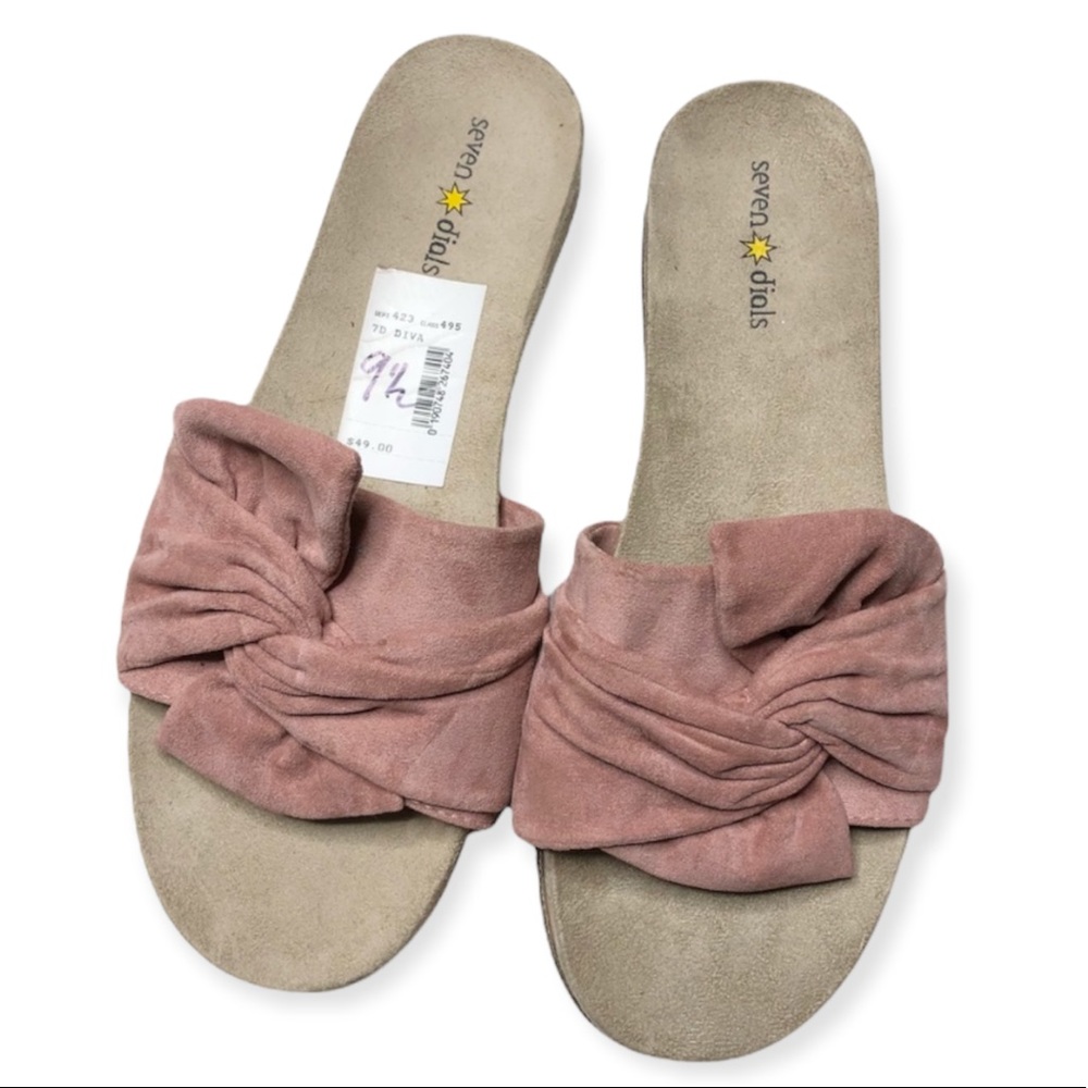 SEVEN DIALS Diva Knot Bow Slide Sandals with Crystal Trim Pink Size 9.5